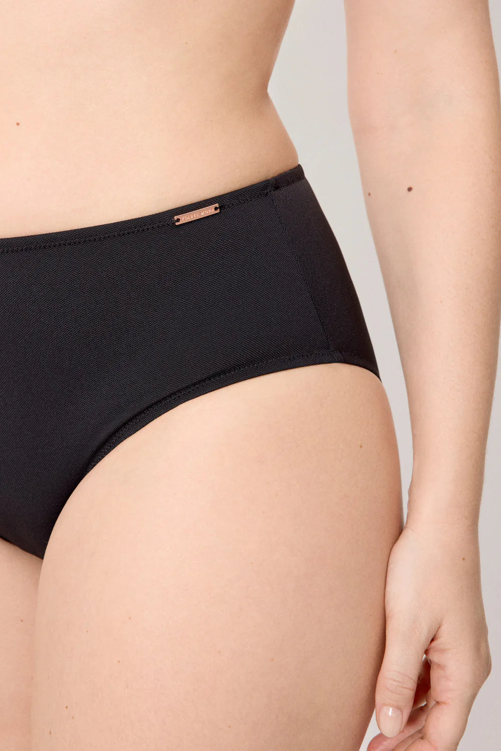 Slip bikini donna nero a vita alta