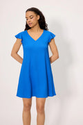 Abito estivo donna blu elettrico con maniche a volant