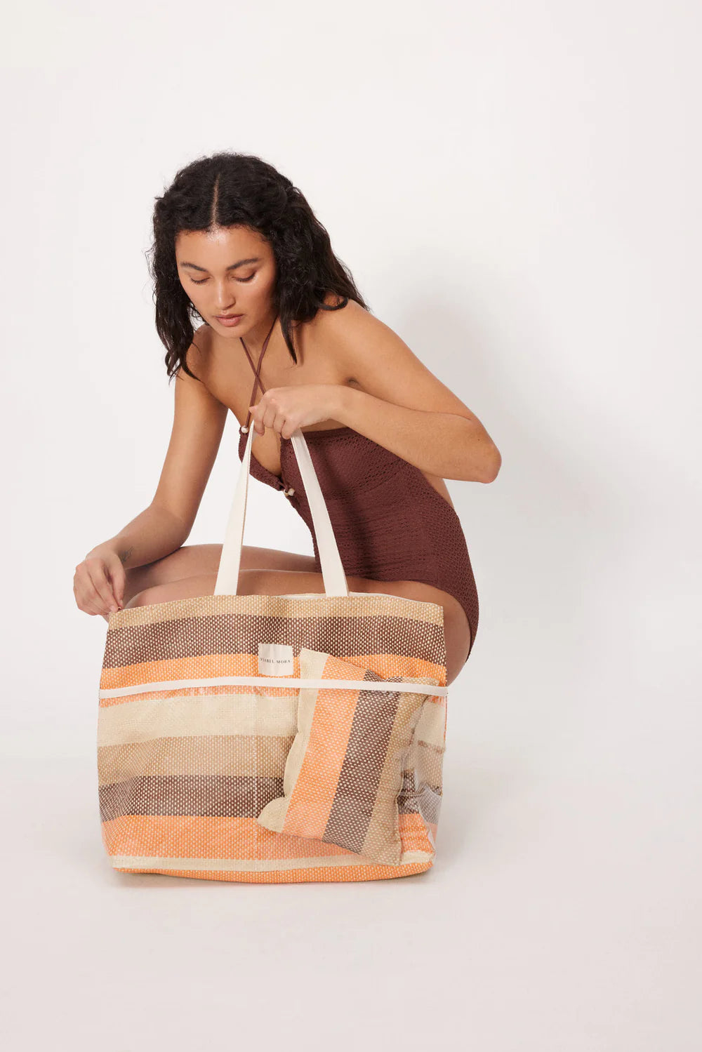 Borsa mare Ysabel Mora a righe multicolor